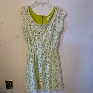 White Lace Dress with Yellow